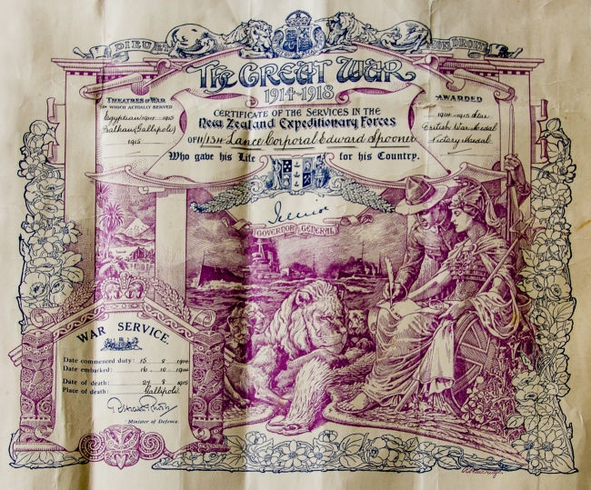 Edward Spooner: Certificate of service