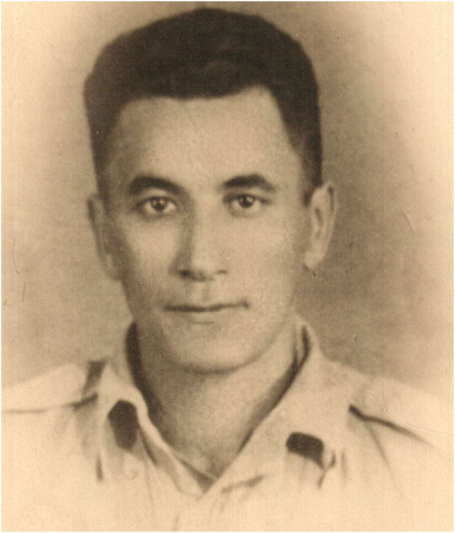 black and white portrait of a man in a New Zealand army uniform. 