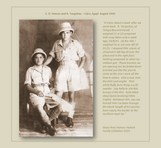  E. D. Hamon and  T. Tangohau - Cairo, Egypt August 1941
