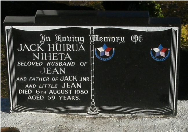 Jack Niheta's gravestone