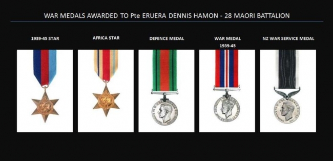 Medals Awarded to Pte Eruera Dennis Hamon