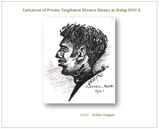 Caricature of T. M. Weepu, 1941 by Arthur Duggan Stalag XVIII-A 