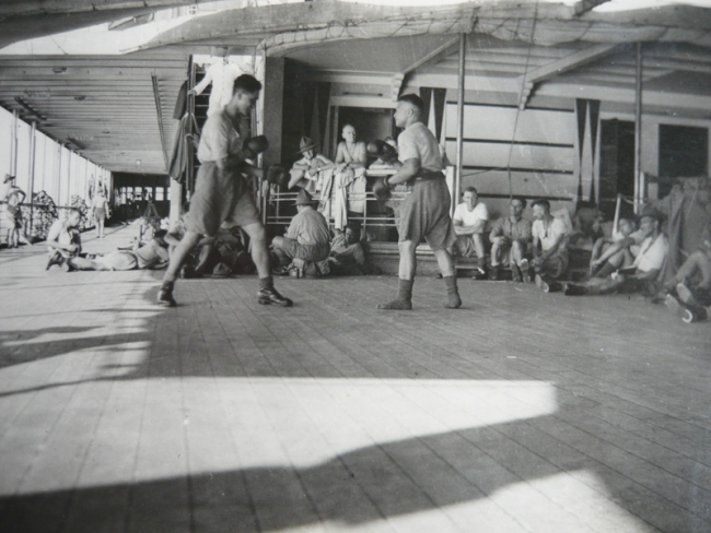  Boxing Training On Ship Going Over..