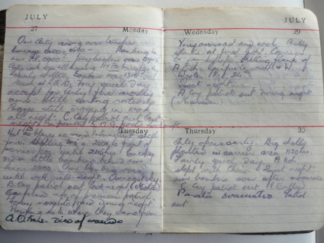 E V Hayward personal diary 1942-our arty sending over terrific barrages 0600-0900!