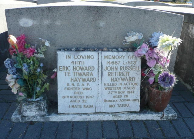 Eric Hayward's (RNZAF pilot) grave and John Hayward's (2NZEF 20 Batt.)memorial grave..
