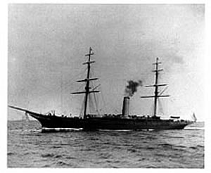 The Hellas, a large 2 masted steam yacht