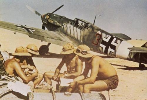 Luftwaffe relaxing on north african desert airfield..