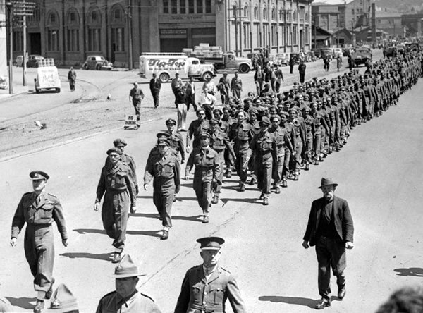 Parading in Wellington in 1946