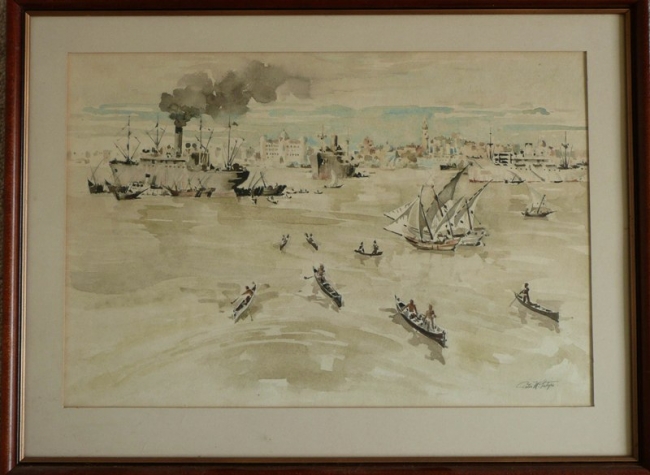 Peter Mcintyre's  original 1944 wartime painting gift for Marguerite..