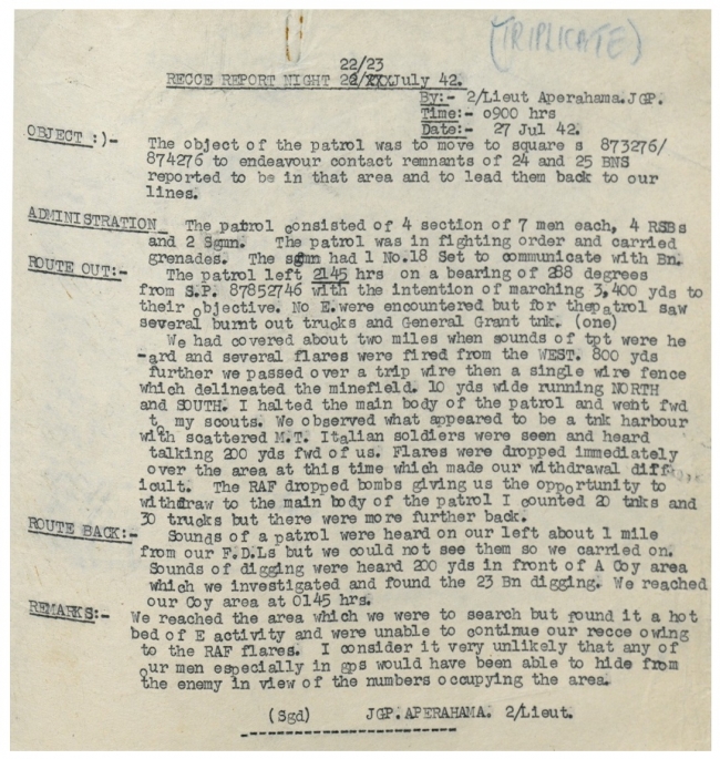 Recce Report 22-23 July 1942