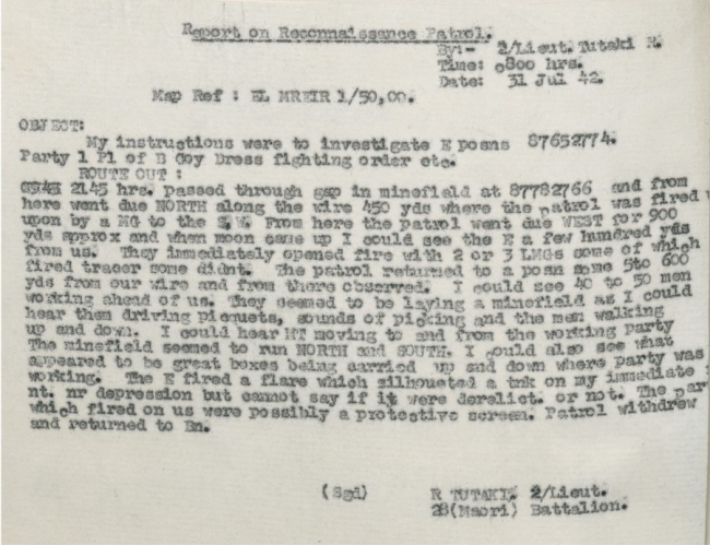 Recce report, 31 July 1942