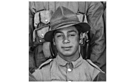 Head and shoulders portrait of Boyd (Poukowhai) Tamaki of D Company