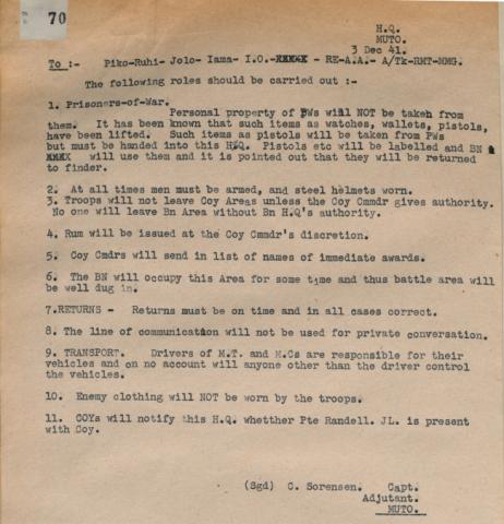 Policy on prisoners of war