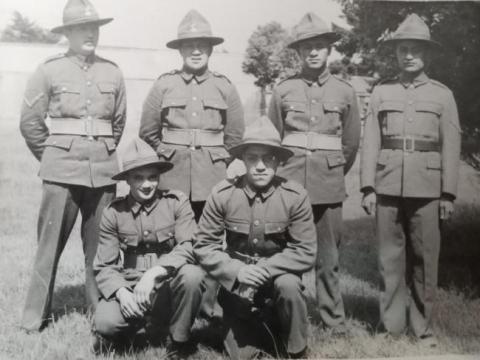 Six Māori men in army uniform