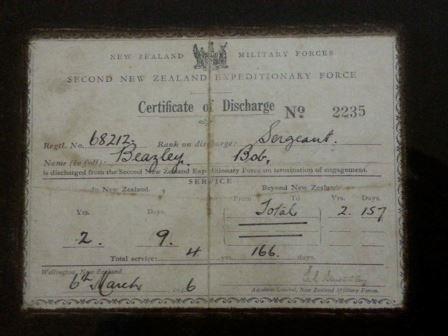 Robert  (Bob) Beazley- discharge cert.