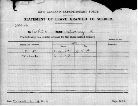 statement of leave for Raroa Murray