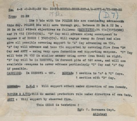 Movement order - December 1941