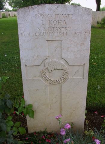 Grave of Pte Leonard Koha