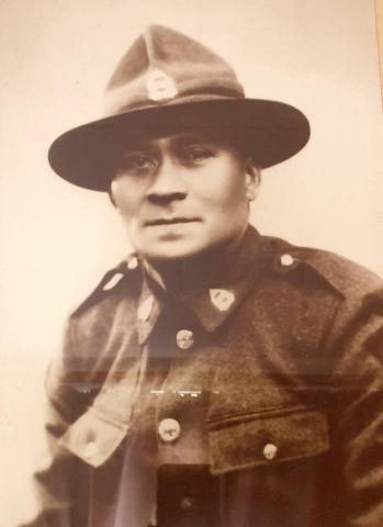 Head and shoulders portrait of a solider.
