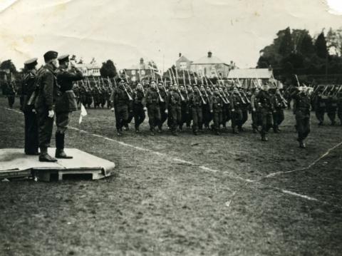 D Company led by Major Dyer, reviewed by Duke of Gloucester, UK 1940
