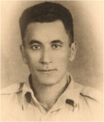 black and white portrait of a man in a New Zealand army uniform. 