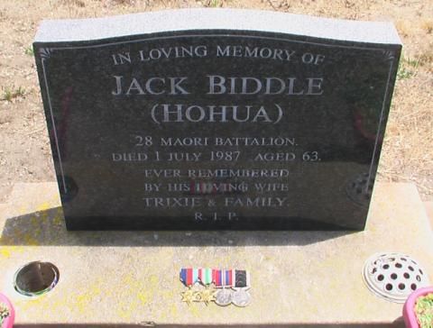Jack BIDDLE's (aka Jack HOHUA) Headstone