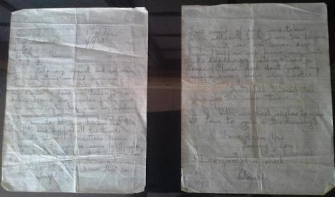 Letter from Tom Delamere to his father