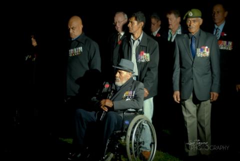 Veterans at Anzac Day service, Rūātoki