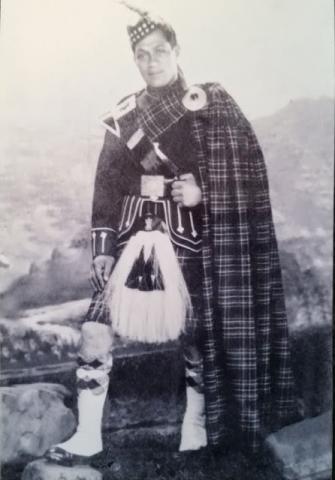 Thomas Ruka dressed as a Scotsman