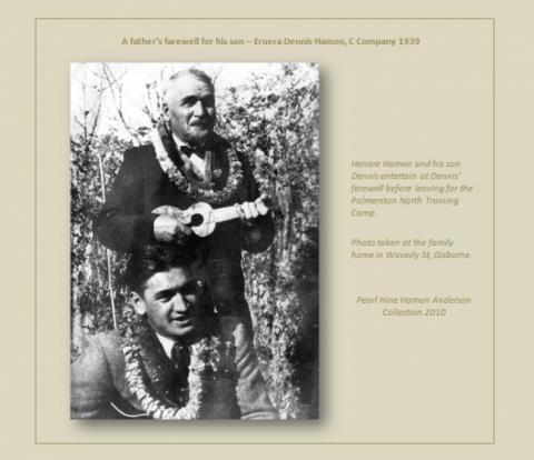 A father's farewell for his son, Eruera Dennis Hamon - C Company 1939