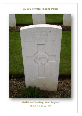 Grave of Tokena Pokai, Maidstone Cemetery, Kent, England