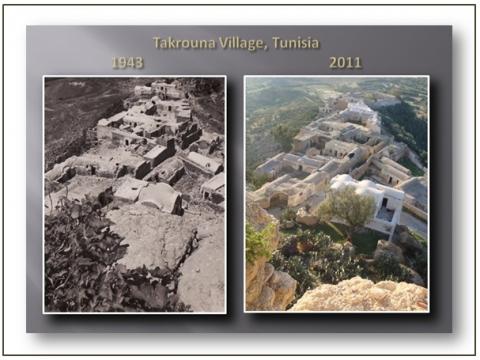Takrouna Village in Tunisia in 1943 and 2011