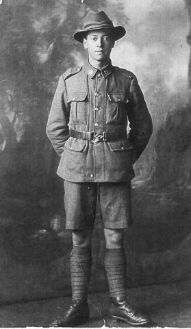 A full length portrait of a soldier