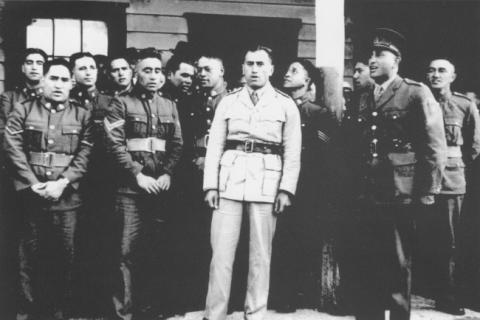 Singing outside the wharenui. C Company March 1940