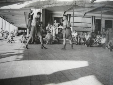  Boxing Training On Ship Going Over..