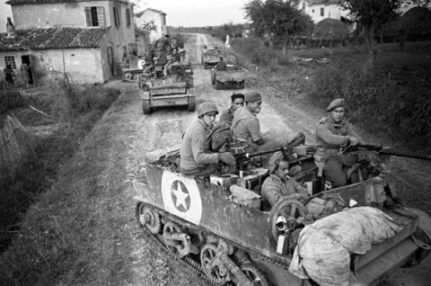 Bren Gun Carriers advance near Rimini