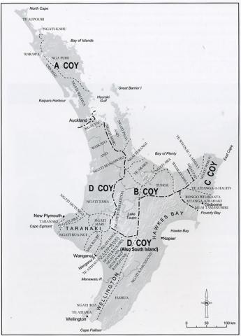 Map showing Battalion Company boundaries