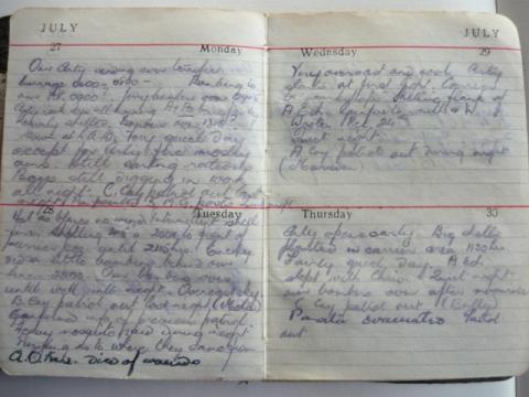 E V Hayward personal diary 1942-our arty sending over terrific barrages 0600-0900!