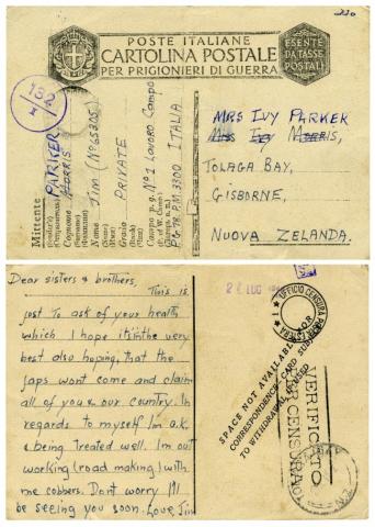 Postcard to his siblings