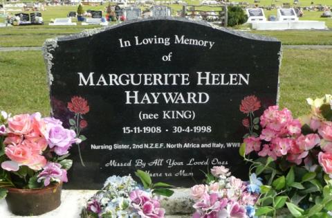 Marguerite Hayward nee King. MID. Gravesite.  