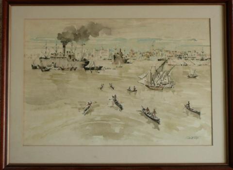 Peter Mcintyre's  original 1944 wartime painting gift for Marguerite..