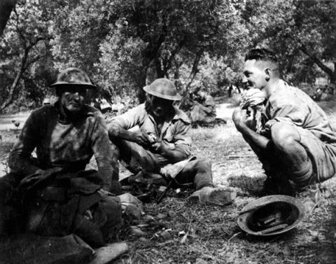 Resting in a Cretan olive grove, 1941