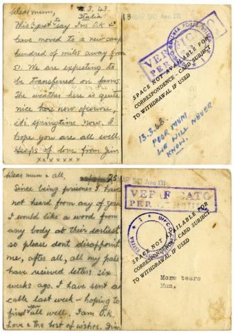 Kawai Morris writes from an Italian POW camp