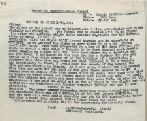 Reconnaissance patrol report, 27 July 1942