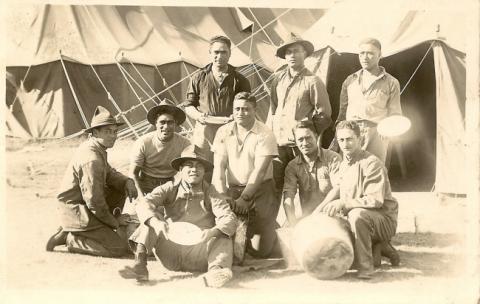 Archie and comrades in camp