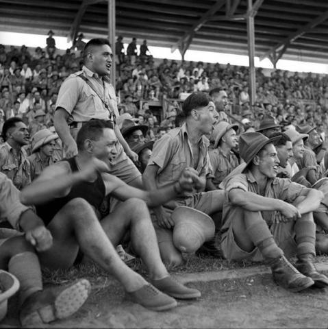 Watching tug of war in Cairo, 1941